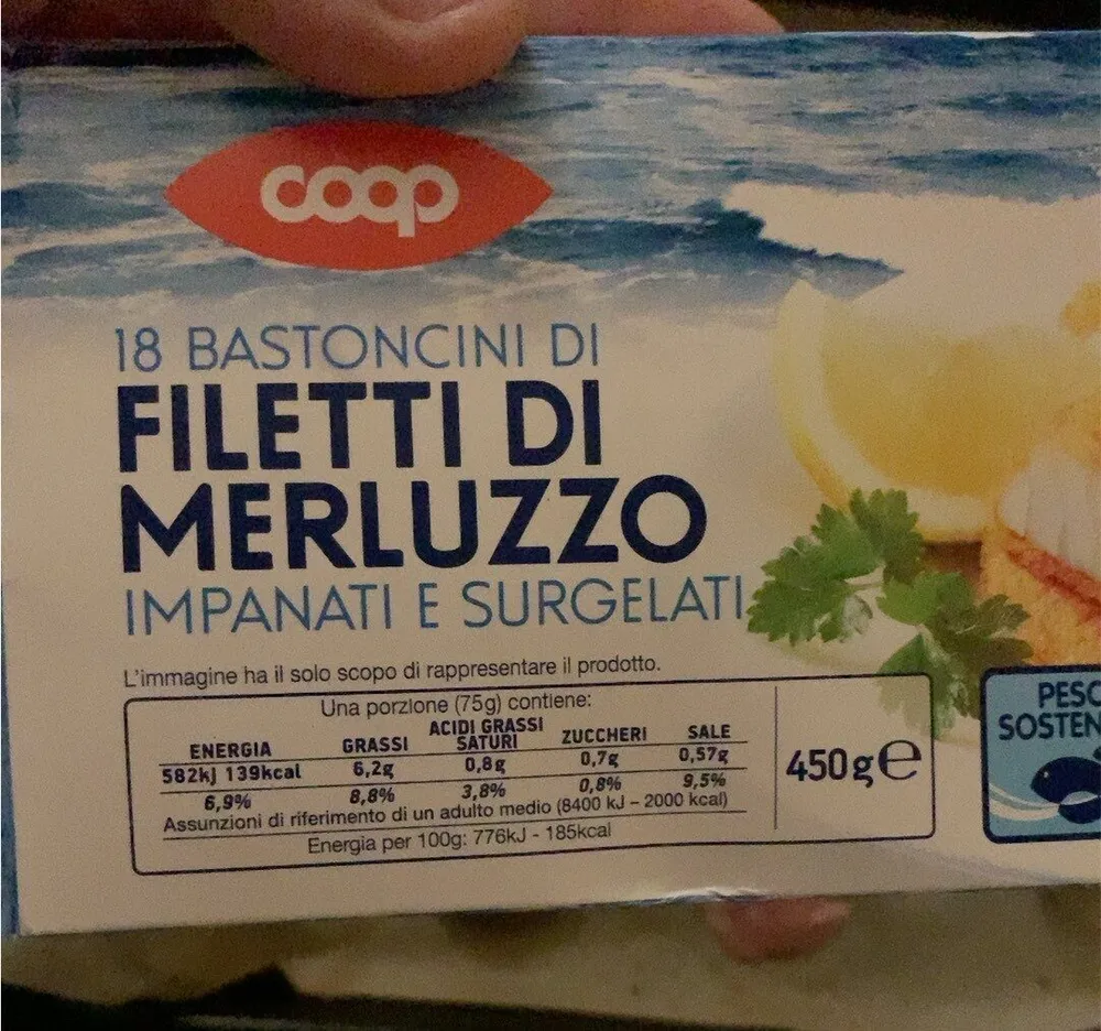 18 Bastoncini di filetti di merluzzo