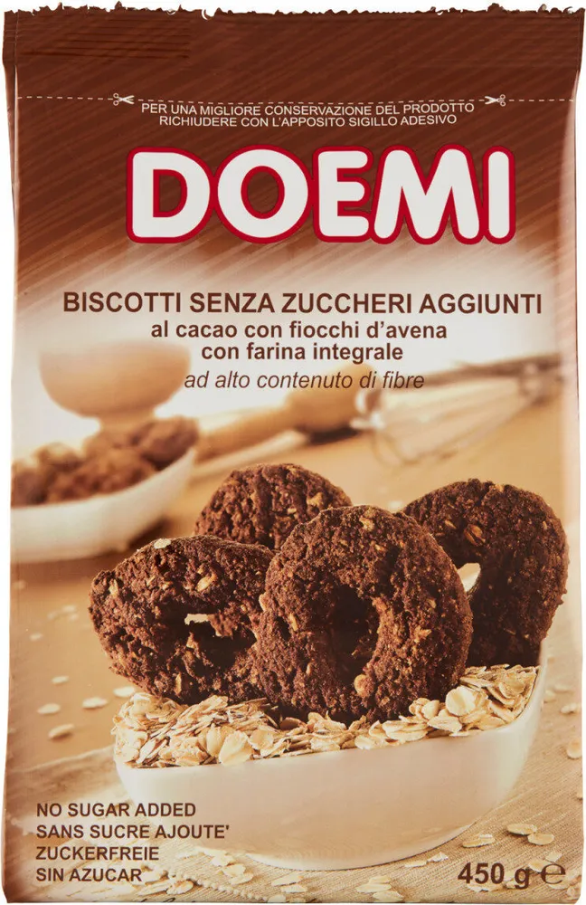 Biscotti senza zuccheri aggiunti al cacao con