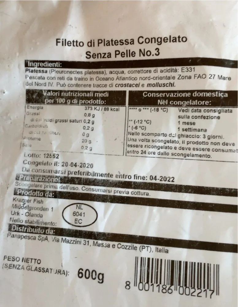 Filetto di platessa senza pelle No.3