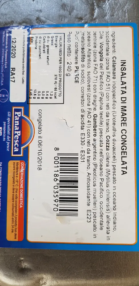 inslalata di mare congelata