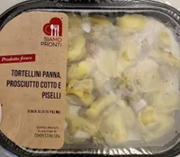 Tortellini panna,  prosciutto cotto e piselli