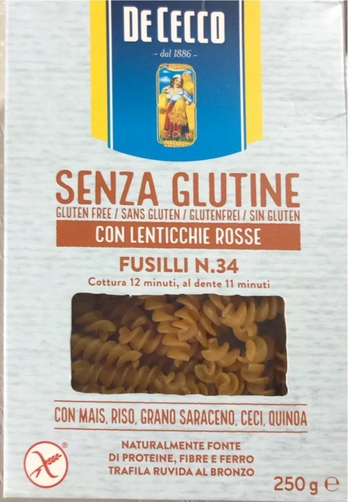 Fusili senza glutine con lenticchie rosse