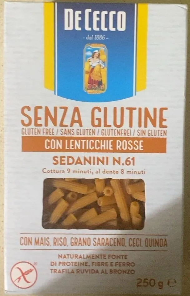 Sedanini senza glutine con lenticchie rosse