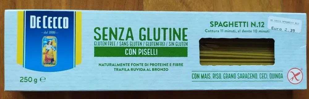 Spaghetti con piselli senza glutine