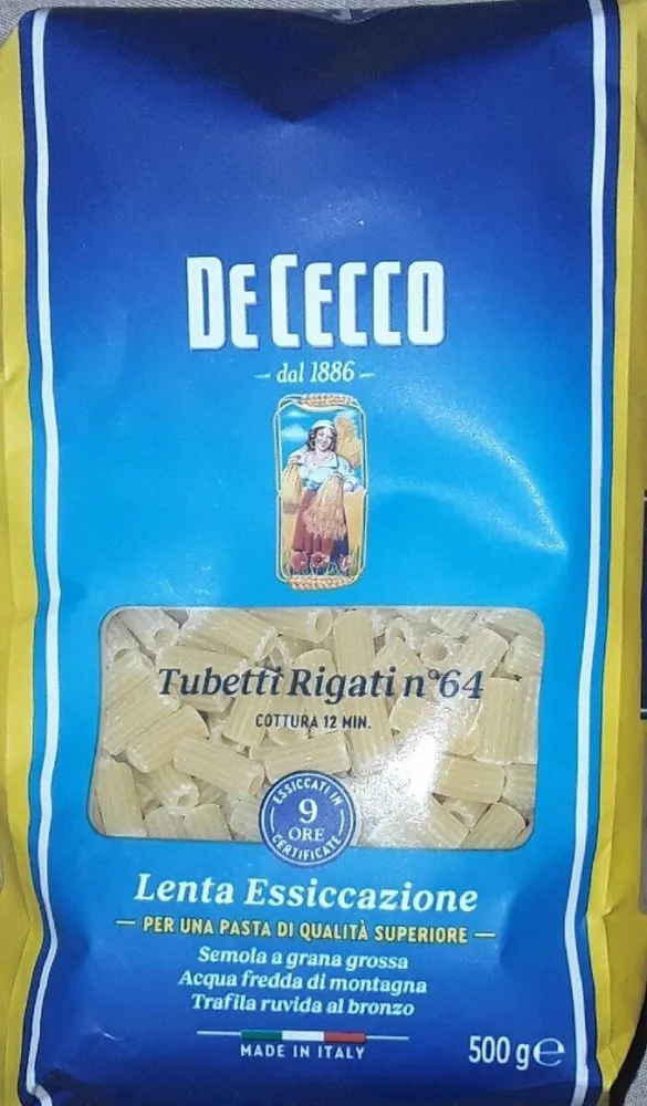 Pasta : tubetti rigati