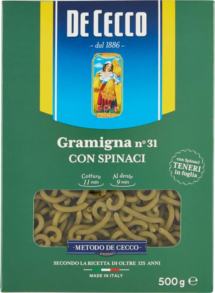 Gramigna n° 31 con spinaci