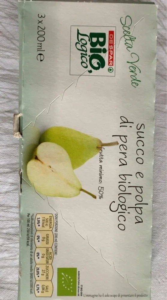 Succo e polpa di pera biologico