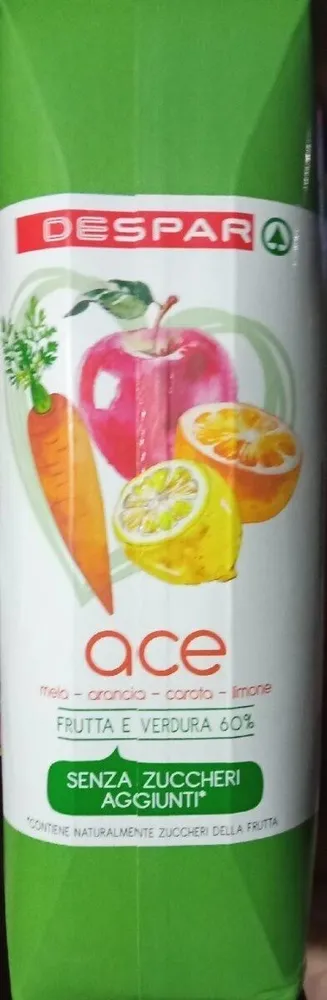 ACE mela arancia carota limone senza zuccheri aggiunti