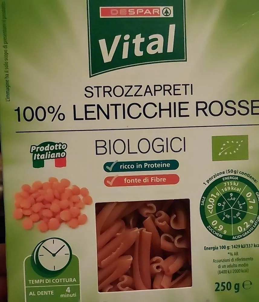 Strozzapreti 100% lenticchie rosse (despar)
