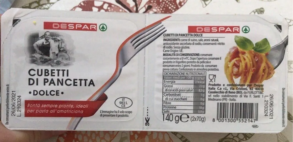 CUBETTI DI PANCETTA DOLCE