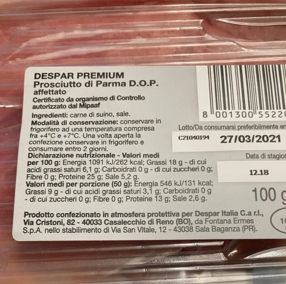 Prosciutto di parma DOP
