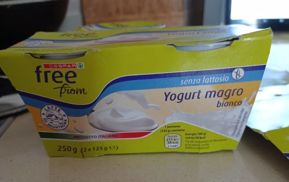 Yogurt magro senza lattosio