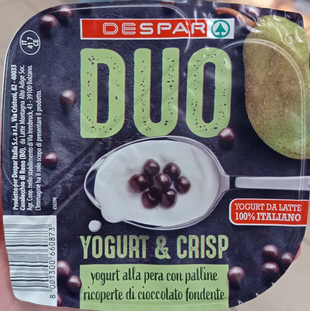 Duo Yogurt & Crisp - Pera e palline di cioccolato