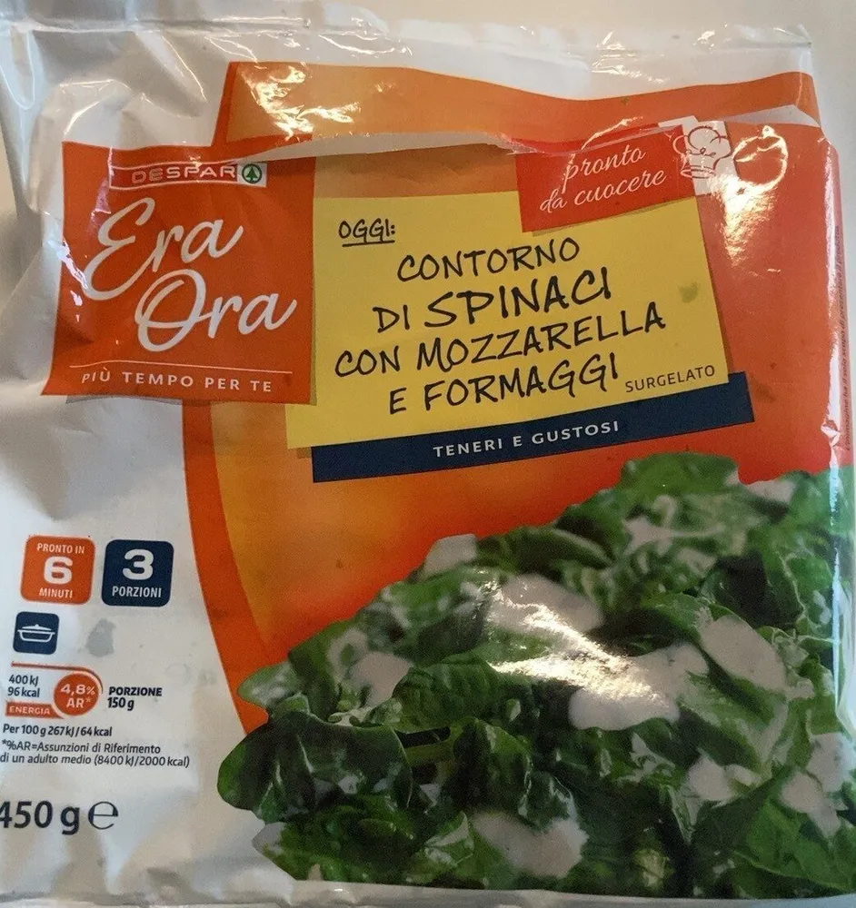 Contorno spinaci con mozzarella e formaggi