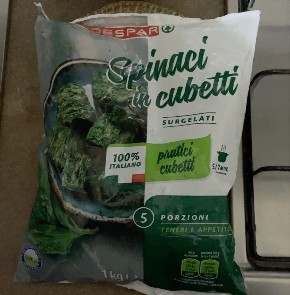 Spinaci in cubetti