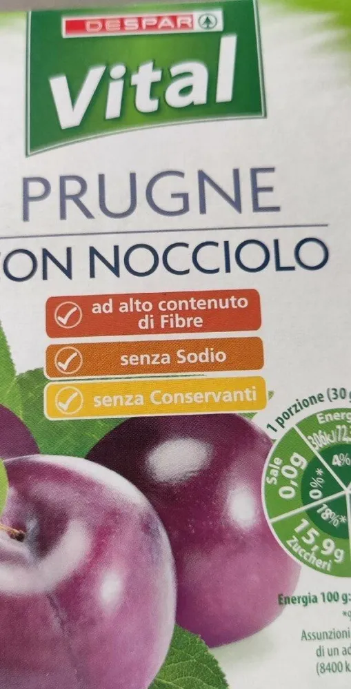 Vitale prugne con nocciolo