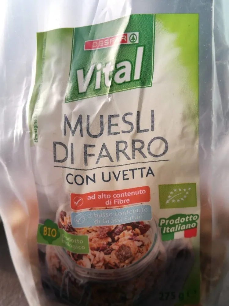 Muesli di farro con uvetta