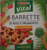 6 barrette di riso e frumento mirtilli rossi