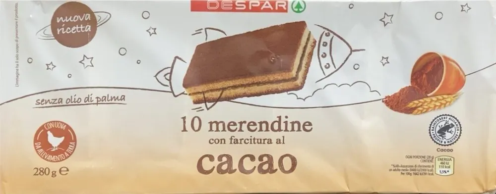 10 merendine con farcitura al cacao