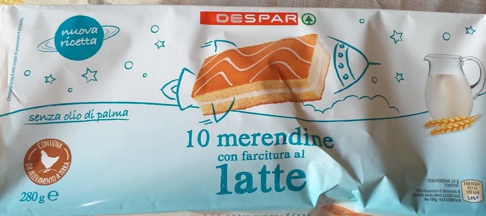 10 merendine con farcitura al latte
