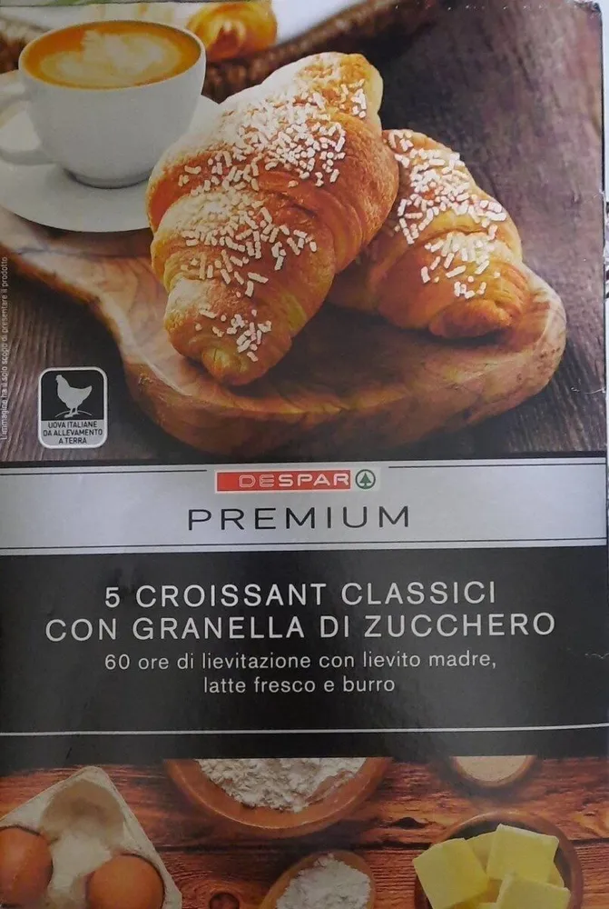 5 Croissant classici con granella di zucchero
