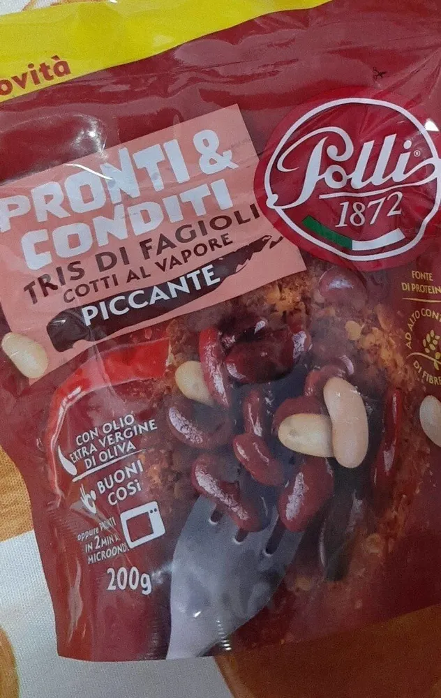 Tris di fagioli cotti al vapore piccante