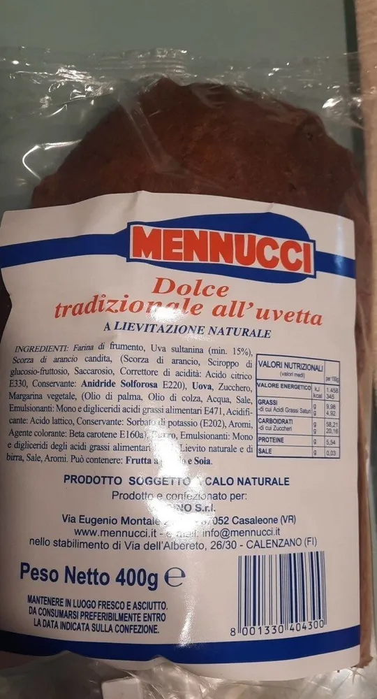Dolce tradizionale all'uvetta