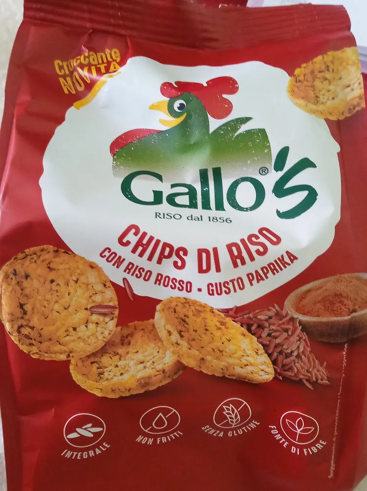 Chips di riso con riso rosso gusto paprika