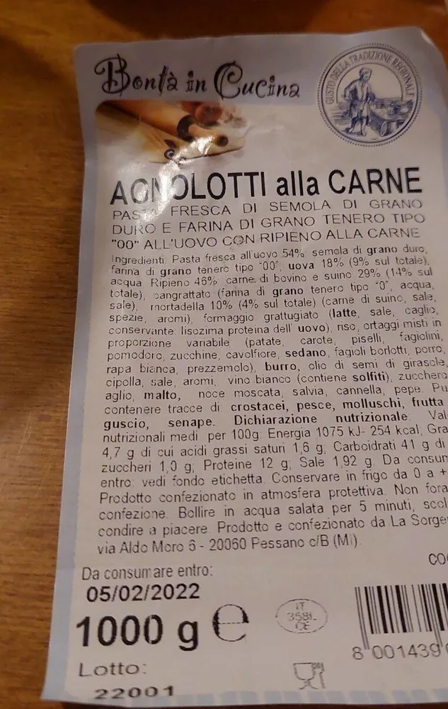 Agnolotti di  carne