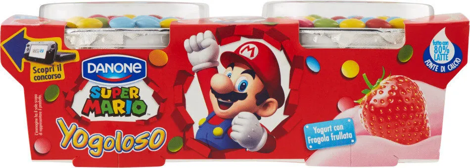 Danone yogurt con fragola frullata super mario