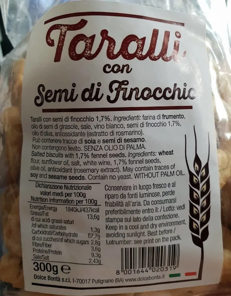 Tarali con semi di  finocchio