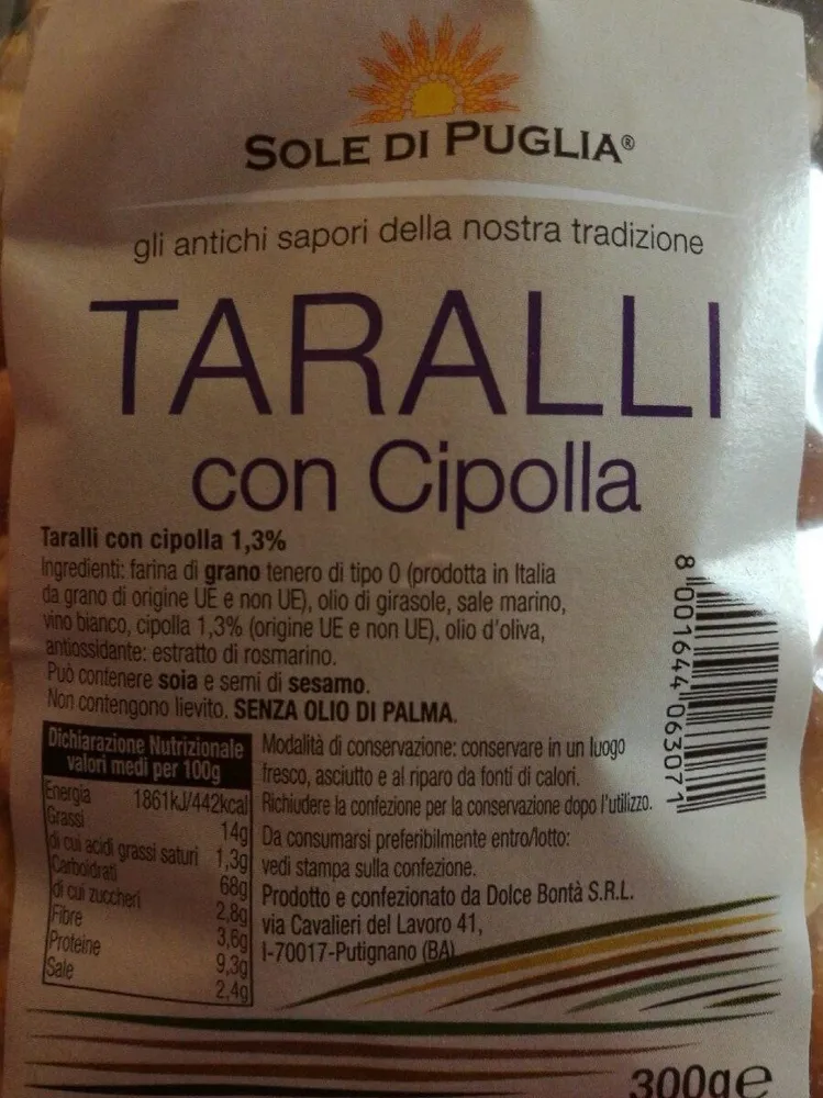 Taralli con cipolla sole di Puglia