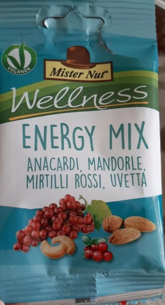 WELLNESS Energy mix Anacardi,mandorle,mirtilli rossi,uvetta.