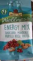 WELLNESS Energy mix Anacardi,mandorle,mirtilli rossi,uvetta.