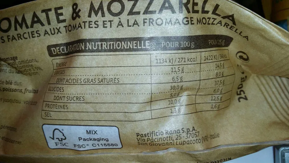Rana, Ravioli tomate & mozzarella, le sachet de 250 g