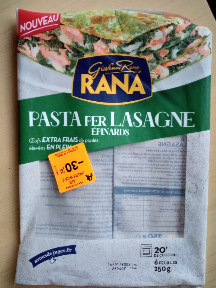 Pasta per lasagne Épinards