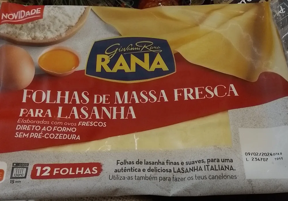 Folhas de Massa Fresca para Lasanha