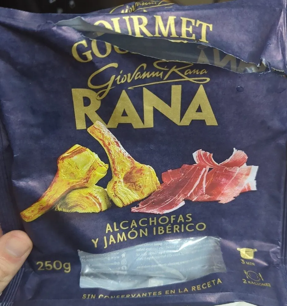 alcachofas y jamón ibérico rana
