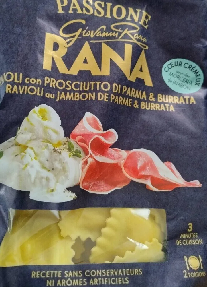 Ravioli con prosciutto Di Parma burrata