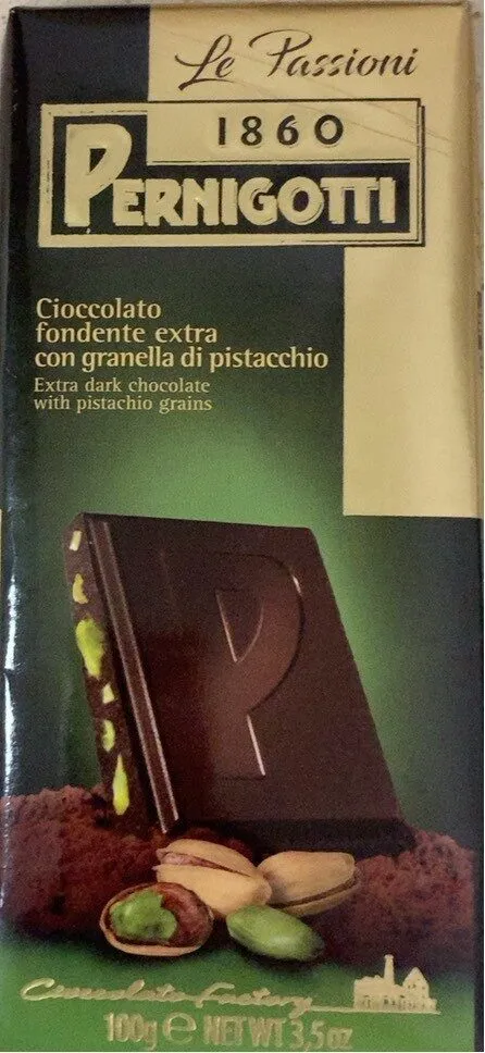 Cioccolato fondente extra con granella di pistacchio