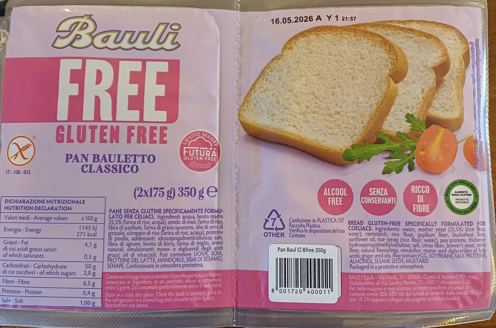 Pan Bauletto Classico Free Gluten Free