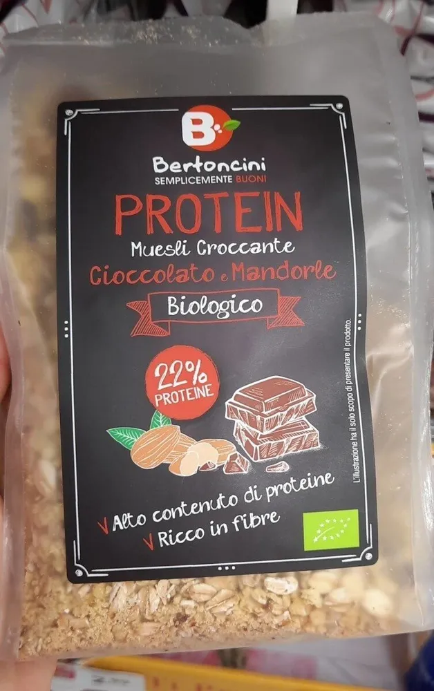 Protein muesli croccante con cioccolato e mandorle bio