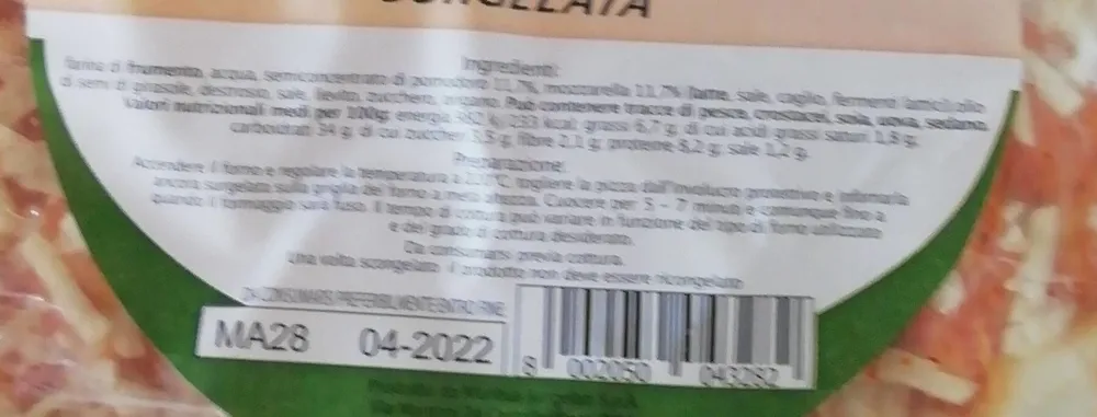 Pizza Margherita surgelata