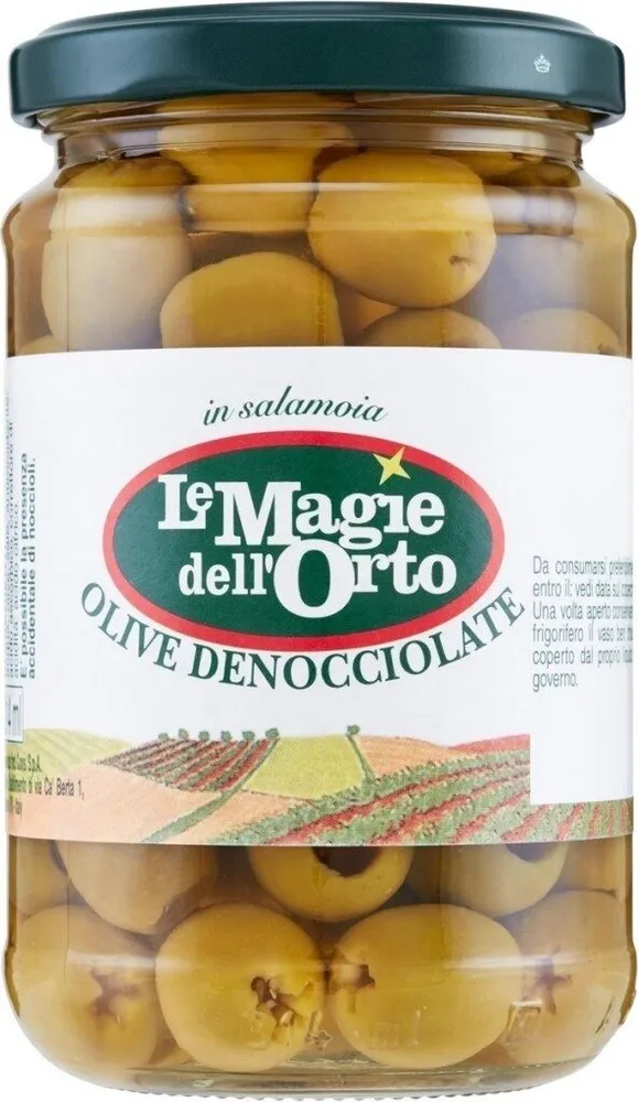 Olive verdi denocciolate in salamoia