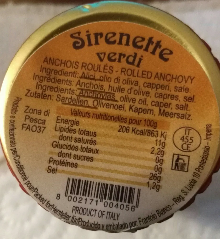 Sirenette verdi Filets d'anchois