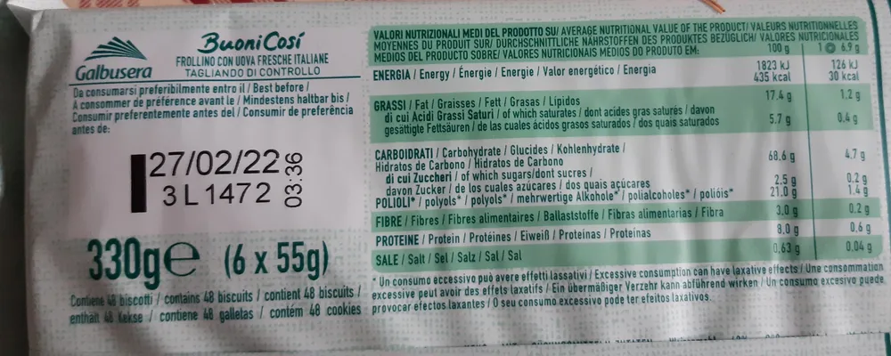 BuoniCosì senza zuccheri aggiunti frollini classico