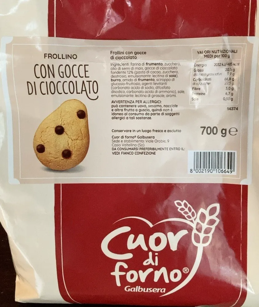 Frollino con gocce di cioccolato