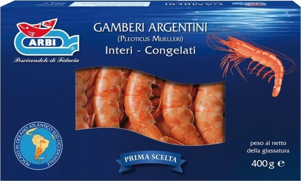 Gamberi argentini interi congelati