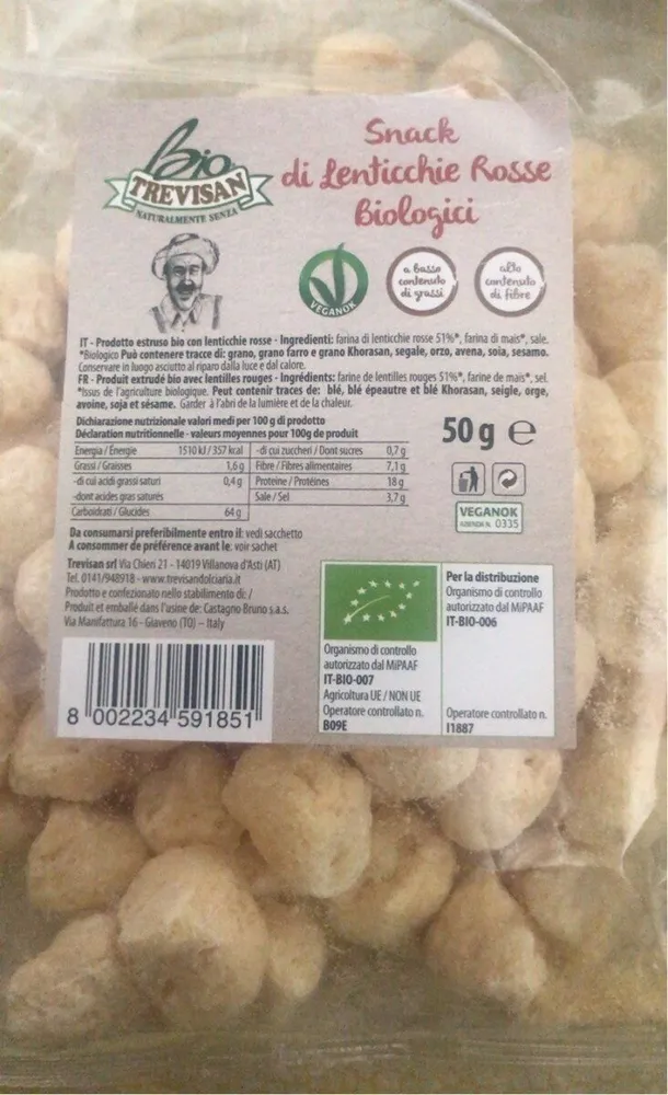 Snack di Lenticchie Rosse Biologici
