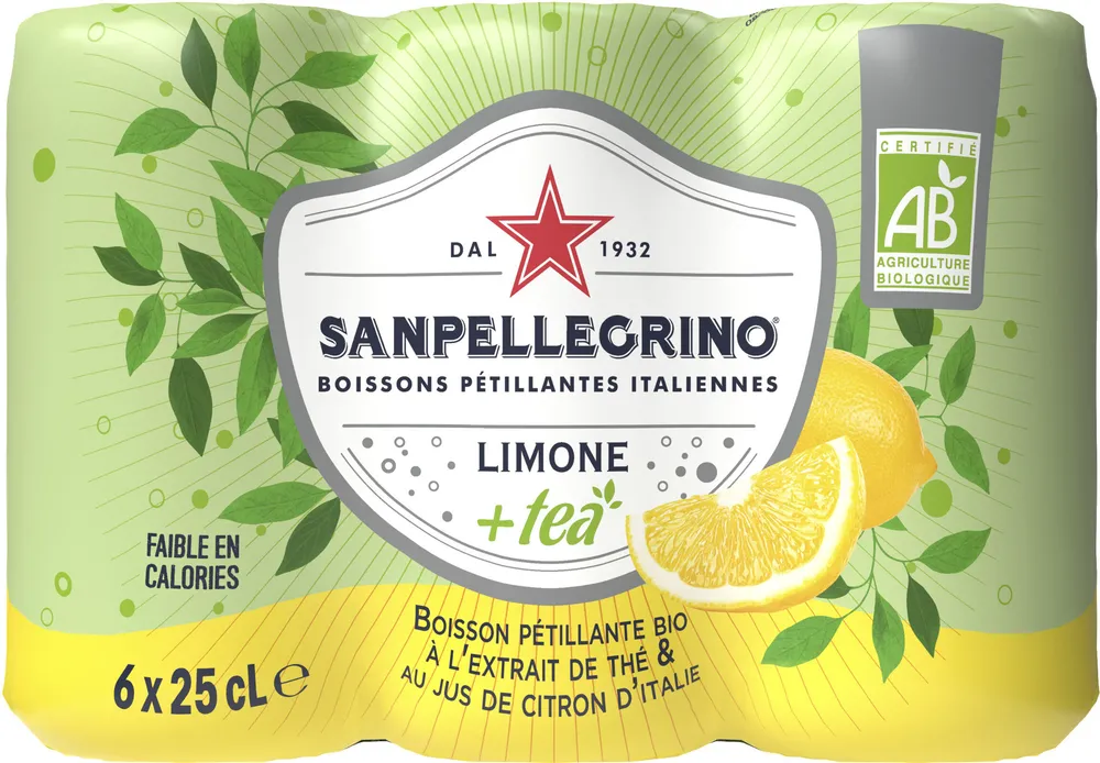 SANPELLEGRINO+Tea BIO à l'extrait de théetaujusde citron d'Italie6x25cl